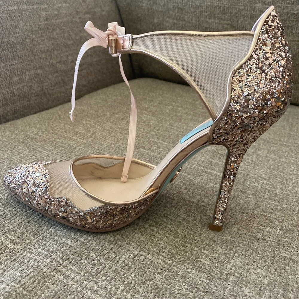 Blue by Betsy Johnson, SB Stela Champagne Glitter Pumps - Picture 3 of 10